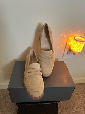 Vionic Beige Suede Penny Loafers for Women